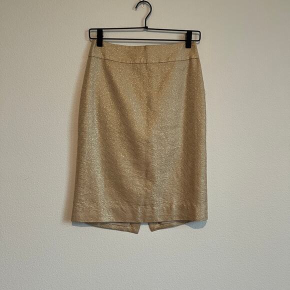 J.Crew Dresses & Skirts - J.Crew Gold Silk Blend Pencil Skirt 0 Retro Glamour Sophisticated Chic Casual